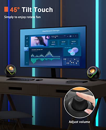 Lenrue Computer Speakers, Pc Speakers With Colorful Rgb Lights, 10W Stereo Sound, 47 Ins Ultra Long Aux And Usb Powered For Pc, Desktop, Computer, Laptop, Gaming #TOP4