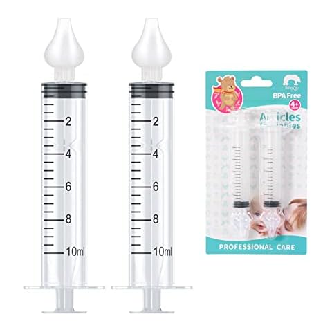 Redamancy 2 Stück Baby Nasendusche, Wiederverwendbare Baby Nasenreiniger, 10ml Tragbares Säuglings-Nasenreinigungspülgerät, Nasensekretsauger, Nasenreinigungs mit Silikon-Nasensaugspitze Cover