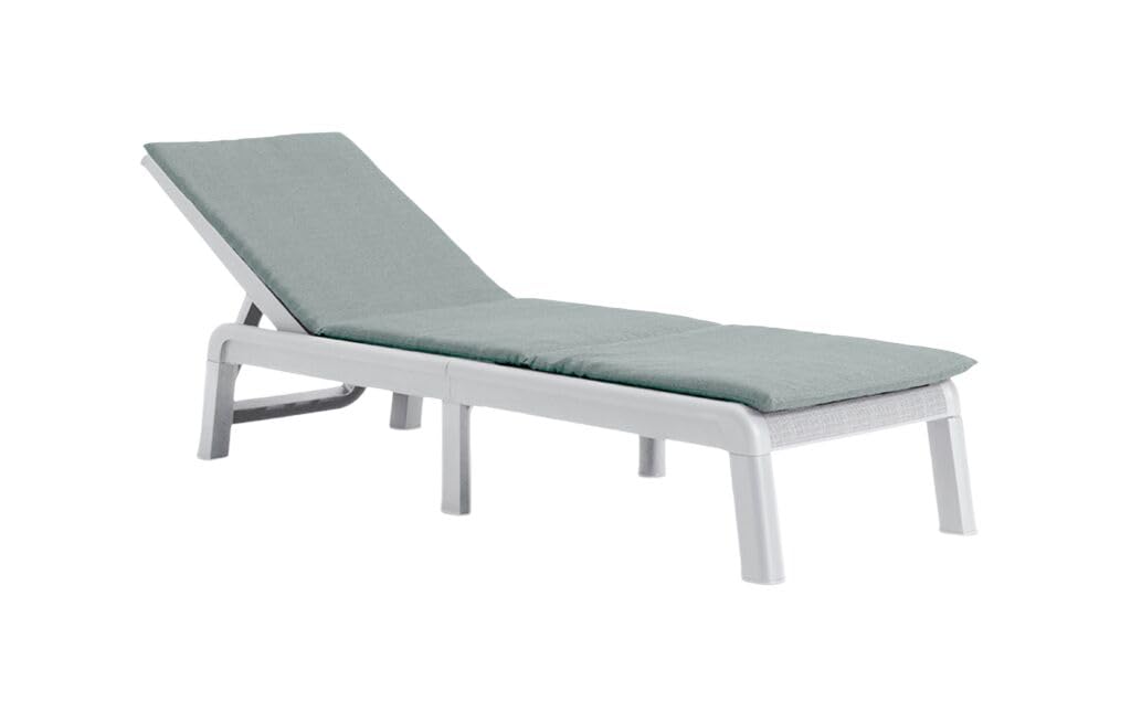 Keter Mallorca Sonnenliege/Gartenliege – weiß – inkl. grünem Kissen – 4-Fach verstellbar – 187,5×58×29 cm – wetterbeständig & klappbar