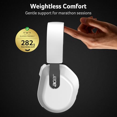 Acer Wireless Gaming Headset for PS5, 2.4GHz & Bluetooth 6.0 Gaming Headphone with Flip-to-Mute Mic, Lightweight, 70H Battery, Compatible with PS4/PC/Switch - White - image 3