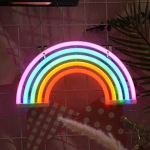image for Nnight (M) - Rainbow Neon Light, Cute Colourful Neon Rainbow Sign, Bat