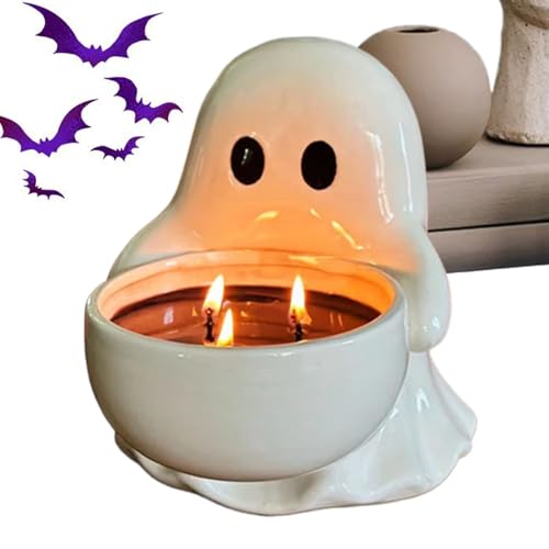 Ylnailky Soporte para Velitas De Halloween, Candelero De Fantasma Espeluznante De Cerámica, Decoración Halloween para Recepciones Porches Hogar Fiestas Bodas Balcones