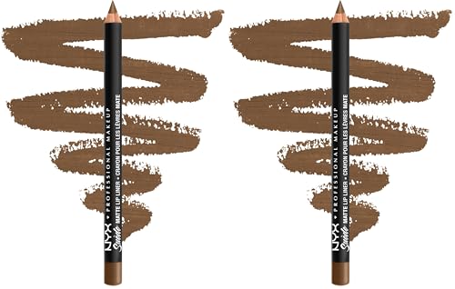 Image of NYX PROFESSIONAL MAKEUP Suede Matte Lip Liner, Velvety-Smooth, Long-Lasting Formula For A Defined Lip Makeup Look - Downtown Beauty (Brown) (Pack of 2)
