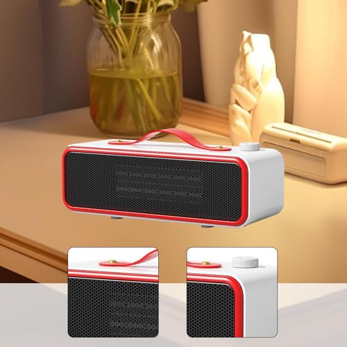 Mini radiateur électrique de bureau perfk rouge compact - 3