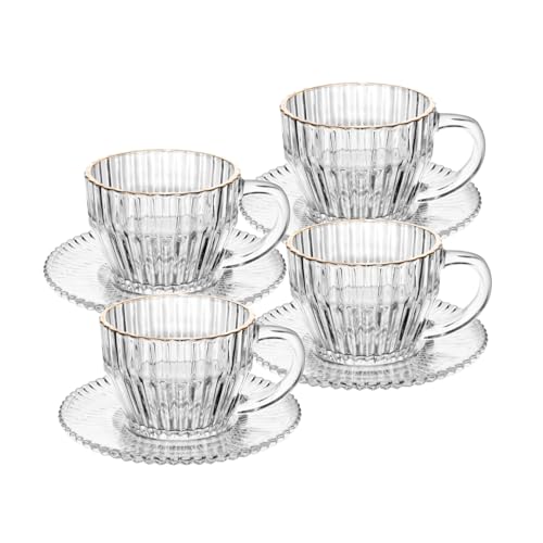 WOLFF - Conjunto 4 Xícaras de Chá de Cristal com Fio de Ouro Imperatriz 220ml