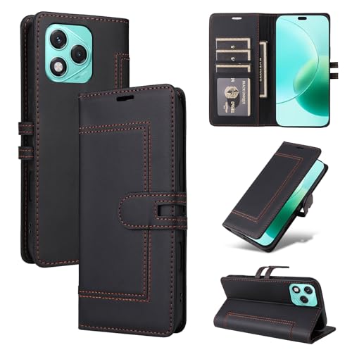 �v���~�A��PU���U�[�J�o�[ �Ή��@�� for Honor 400 Lite,�Ή��@�� for Honor X70I �J�[�h���[�|�P�b�g �����|�P�b�g �}�O�l�b�g���J�� �X�^���h�@�\ Black