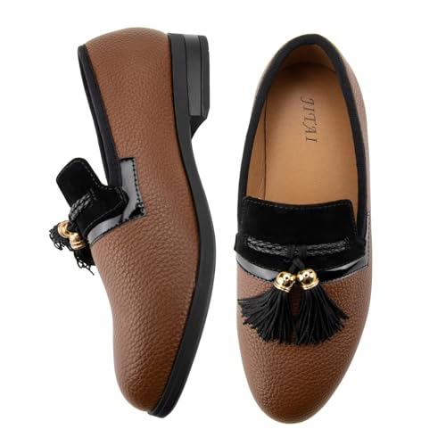 JITAI Boys Dress Leather Loafers - Slip-On Tuxedo Shoes for Formal Events, Prom, Luxury Moccasins, and Casual Wear2