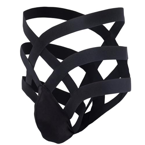 Men Thong Underwear Sexy G-String Cutout Bandage Lingerie Bulge Pouch Briefs Jockstrap Male Strappy Briefs Underpants Black