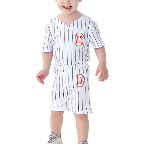 Image of BAICAIYU Toddler Boys Birthday Outfit Kids Baseball Jersey and Pants Suit Set 2nd 3rd 4 Years Old Stripe Cute Summer Clothes