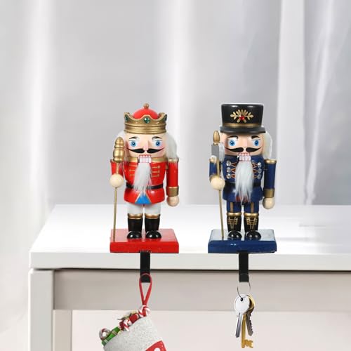 Ciieeo 2 Stück Nussknacker-Haken für Kaminstrumpfaufhänger – Kaminsims-Haken zum Aufhängen von Strumpfaufhängern für den Kamin – beschwerte Kleiderbügel für Weihnachtsdekoration