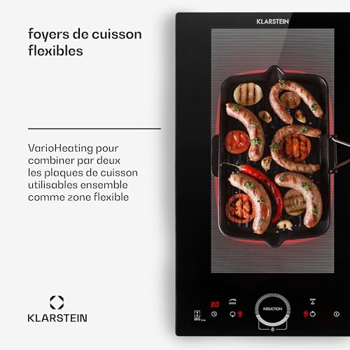 Table de cuisson encastrable Klarstein induction 3500W 2 feux avec commande tactile