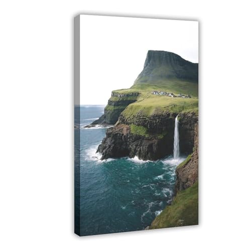 Poster cascades îles Féroé 61x91 cm pour déco de chambre
