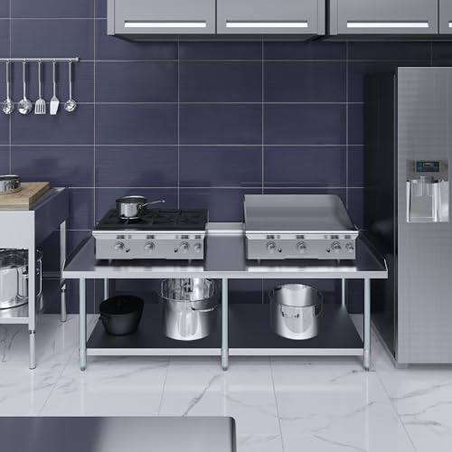 Image of AmGood Stainless Steel Equipment Stand - Heavy Duty, Commercial Grade, with Undershelf, NSF Certified (30 inch Width x 72 inch Length)