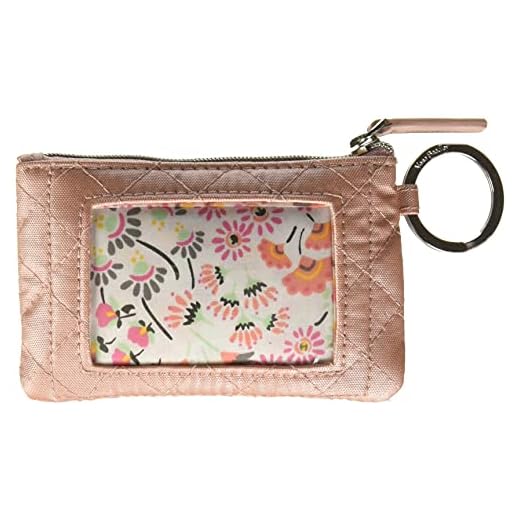 Vera Bradley womens Signature Cotton Zip Wallet ID Case, Rose Quartz, One Size US