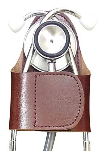 The Hipclip – Handmade Leather Stethoscope Holder (Brown) Full Grain Leather #TOP1