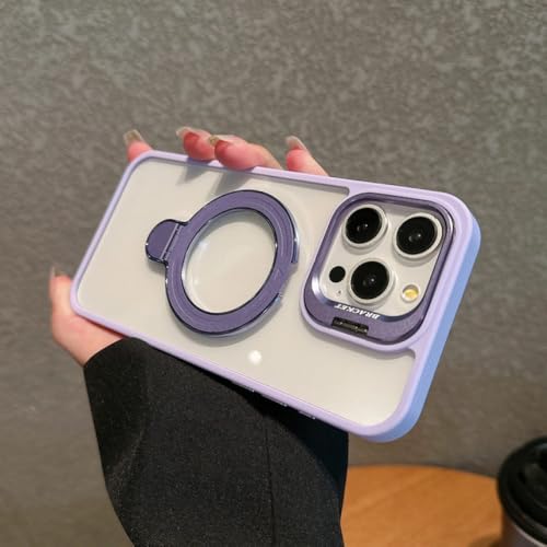 Coque iPhone 12 Pro Max violette transparente avec double support magnétique antichoc