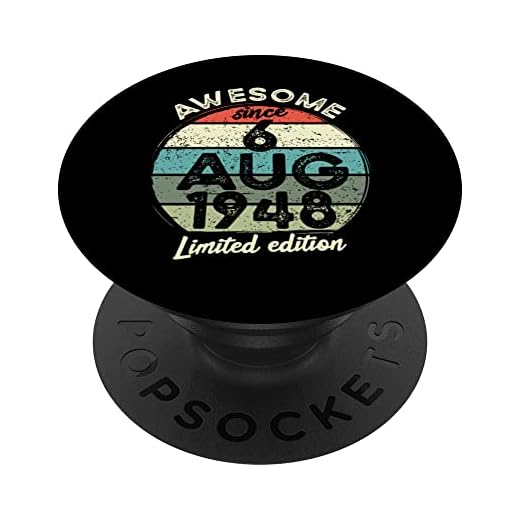Camiseta de cumpleaños de 75 años, 6 de agosto de 1948, 75 cumpleaños PopSockets PopGrip Intercambiable