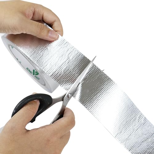 Image of BOMEI PACK Adhesive Aluminum Foil Heat Shield Tape 2 Pack 1.5inch x 66ft Barrier Fiberglass Thermal Insulation Reflective Material High Temp Protectionn
