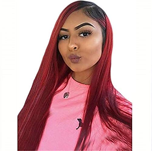 Perruque synthétique droite résistante à la chaleur avec lace front douce