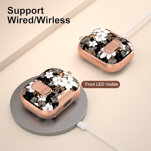 Image of for Apple AirPods Pro 3 Case 2025 with Safety Lock & Foldable Phone Stand | Double Drop Protection,Two-Piece Design, Airpod Pro 3 Case with Keychain & Cleaner Kit, Support Wireless Charging, Flower