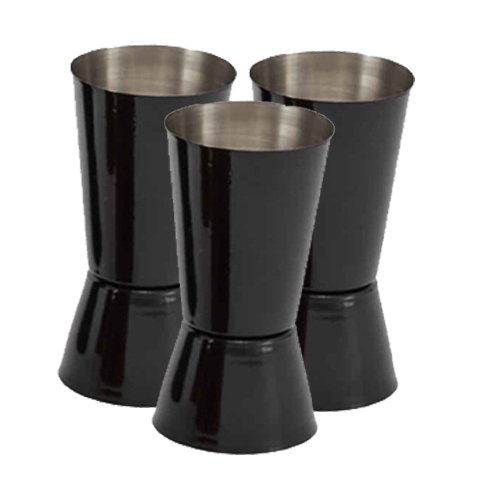King International Stainless Steel Black Double Sided Cocktail Jigger, 30/60ml Peg Measure Set Of 3 "home and professional bars Easy mixing provides quicker service, comfortable grip Makes mixing and pouring cocktails and liquors easily"†