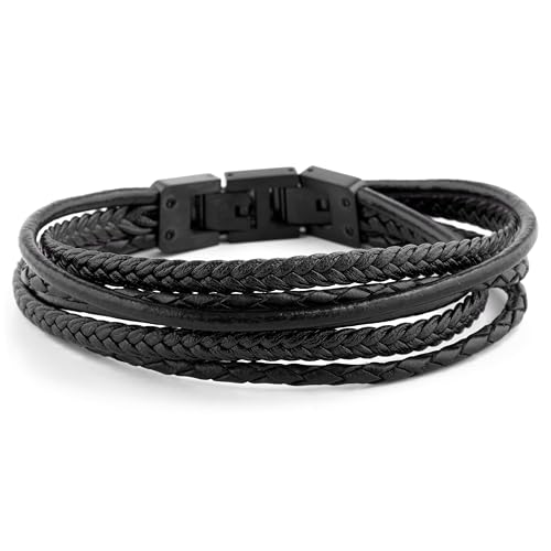 Lucleon by Trendhim Armband Herren | Roy Lederarmband Schwarz | Echtleder mit poliertem Edelstahlverschluss | Dänisches Design | Elegantes Accessoire für Alltag & Anlass