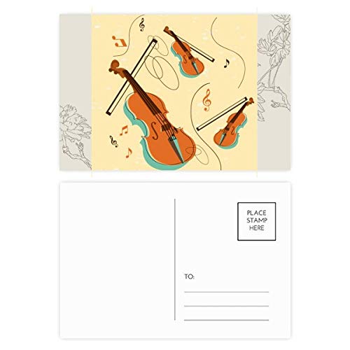 Carte postale violon artistique DIYthinker, pack de 20 pièces aux détails floraux riches
