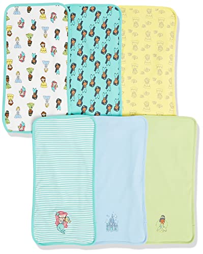 Image of Amazon Essentials Disney | Star Wars | Princess Baby Girls' Burp Cloths, Pack of 6