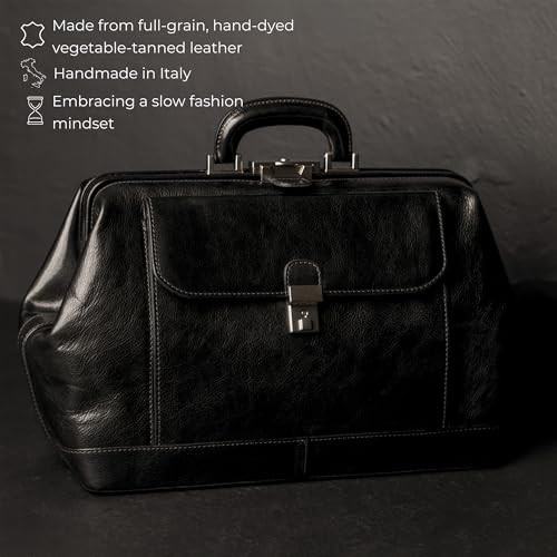 Image of Time Resistance Leather Doctor Bag - Top Handle Bag - Medical Briefcase - Gladstone Handbag