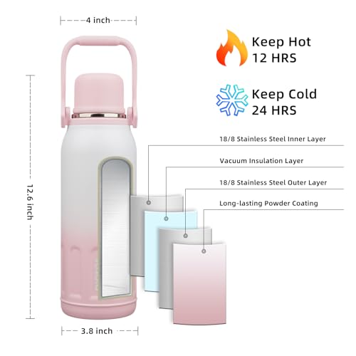 Image of BJPKPK Stainless Steel Insulated Bottle with Handle & Strap, 50oz