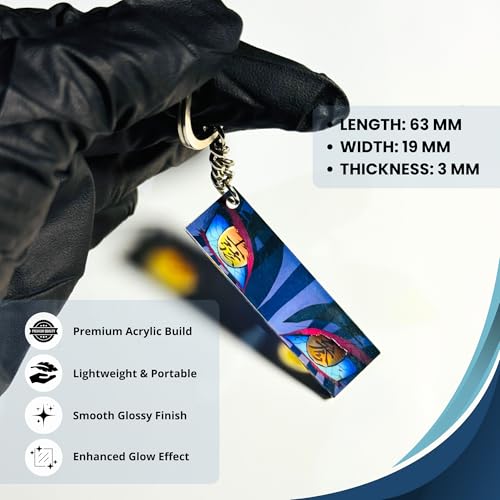 Image of Akaza Glowing Eyes Keychain - Compatible with Demon Slayer Anime, Luminous Upper Moon Three Acrylic Key Ring, Glow-in-the-Dark Anime Accessory, Otaku Gift, Key Holder & Bag Charm for Fans