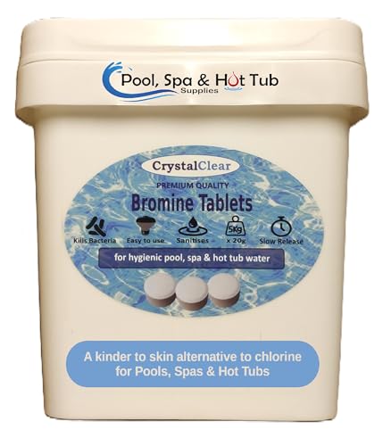 CrystalClear Bromine Tablets 5kg - Slow Release Sanitiser For Hot Tubs, Spas & Swimming Pools. Keep Water Hygienic and Kinder to Sensitive Skin