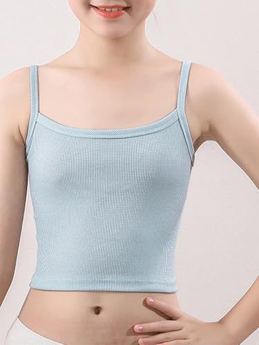 TTAO Kids Girls Sports Cami Crop Tops Spaghetti Straps Ribbed Knit Workout Undershirts Athletic Tank Top Vest Shirts3