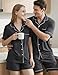 Guriyzee Matching Pajamas for Couples Men and Women Button Down Loungewear Modal Short Sleeve Lounge Sets Fashion Pj Set Dark Grey