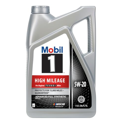 Mobil 1 High Mileage Full Synthetic Motor Oil 5W-20, 5 Quart