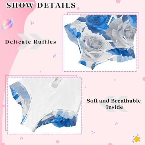 Girls One Piece Swimsuits Long Sleeve Swimsuit Zipper Bathing Suits Blue White Roses Flwoer4