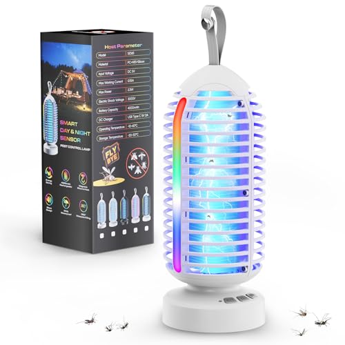 Image of OnBeam Bug Zapper Indoor, Portable Mosquito Zapper Outdoor Rechargeable Fly Zapper Waterproof Mosquito Killer with LED Lights, Small Electric Fly Trap for Bedroom, Backyard, Patio, Garden, Camping