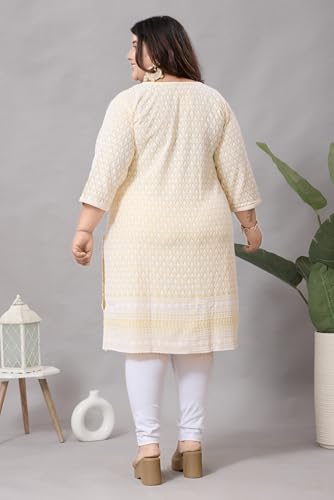 Image of DREAM & DZIRE Chikankari Kurti for Women of Cotton in Plus Size & Small Size.