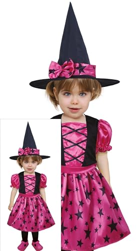 FIESTAS GUIRCA | Disfraz de Brujita Estrella Infantil (2 3 Años)   Sombrero y Vestido   Disfraces de Bruja para Halloween, Carnaval y Fiestas de Disfraces   Ideal para Niña Pequeña   Rosa y Negro