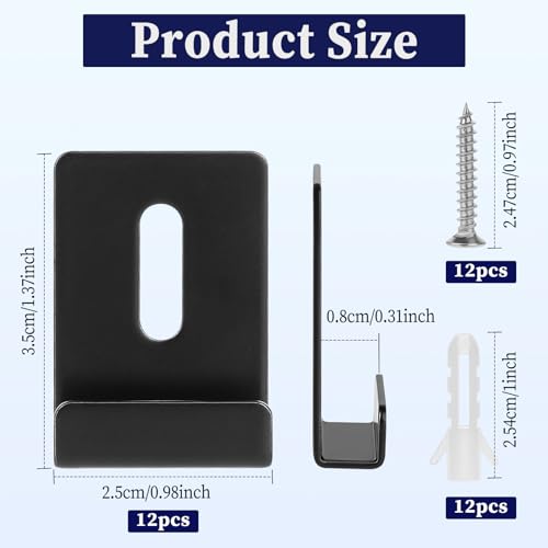 Image of 12 Pack Mirror Wall Mounting Clips Metal Mirror Clips Wide Channel Heavy Duty Mirror Hangers J Hooks Wall Hanger Fastener Mirror Hanging Hardware for Wall Mounting Billboard Displays(1 /4 Inch)