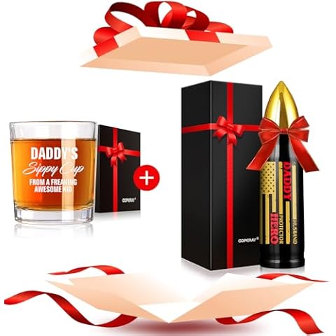 OOPERAY Fathers Day Dad Gifts, Gifts for Dad from Daughter Son, Gifts for Dad Husband on Fathers Day, Birthday Fathers Day Christmas Stocking Stuffers Gifts for Men Him Dad,Whiskey Glass Tumbler 17oz Cover