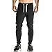 Men's Basic Active Running Gym Jogger Trousers with Zipper Pockets(Black,M)