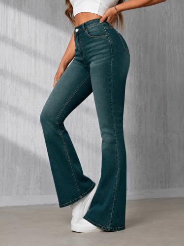 Image of Ben Martin Women's High Waist Jeans || Flared Bell Bottom Bootcut Pants || Wide Leg Stretch Denim - Perfect for Travel, Party & Everyday Use Sizes 26 to 40 (0)