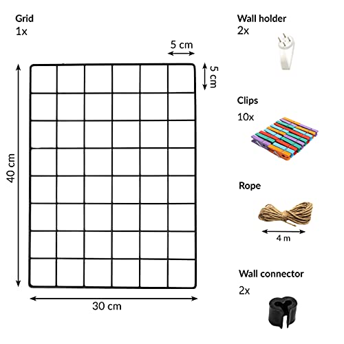 1-Pack Wandrek | Memobord Industrieel | Fotorek & Memobord | Zwart & Magnetisch | Fotolijst | Voor Studentenkamer… - Afbeelding 4