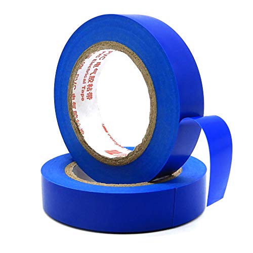 Image of Maveek 10 Rolls PVC Electrical Tapes, Self-Adhesive Waterproof Insulation Blue Tapes, Rated up to 600 Volts and 176 F, 15mmx15m(0.6 inch x 49.2ft)