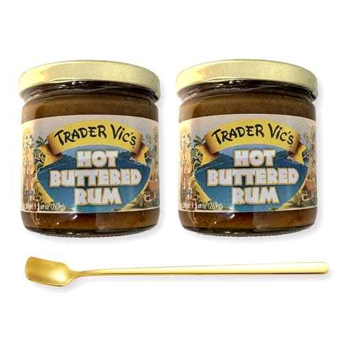 Trader Vic's Hot Buttered Rum Batter 9.9 Oz. X 2 Jars with Stainless Steel Stirring Spoon (3-Pc Set)