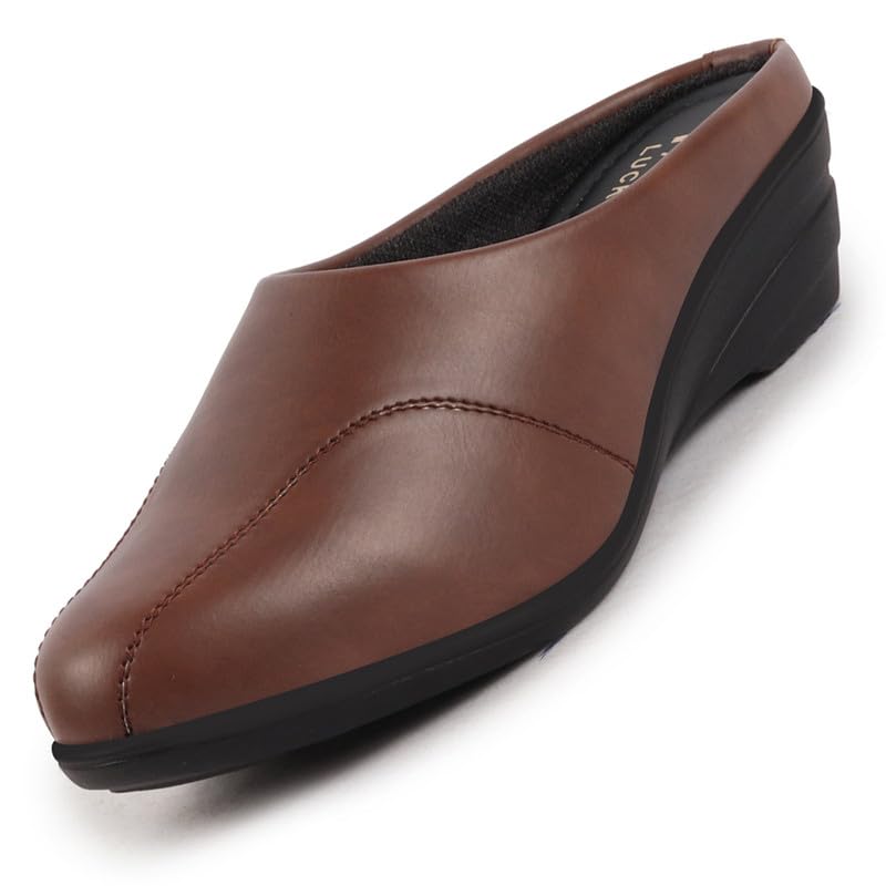 Image of FAUSTO Women Formal Back Open Platform Wedge Heel Slip‑On Mule Shoes | Stylish Office Footwear | Comfortable Fashion Shoes