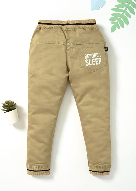 Image of Stylish Printed Joggers with Pockets | Soft Comfortable Elastic Waist Lower | Casual Outdoor Wear Trousers for Daily Use |Pack of 1 Boys Premium Cotton Satin Jeans Cargo Track Pants for Kids 2-7 Years