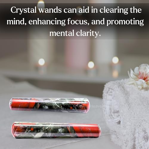 Image of African Bloodstone Crystal Wand - Smooth Crystal Wand for Energy Healing, Chakra Balancing, Meditation and Home Decor - Crystals and Healing Stones for Gift