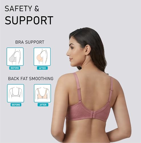Image of Women's Pure Cotton Blend Lightly Padded Bra (Pack of 3) | Full Coverage Wirefree T-Shirt Bra | Soft Breathable Everyday Bra | Adjustable Straps | Comfortable Multicolor Bra